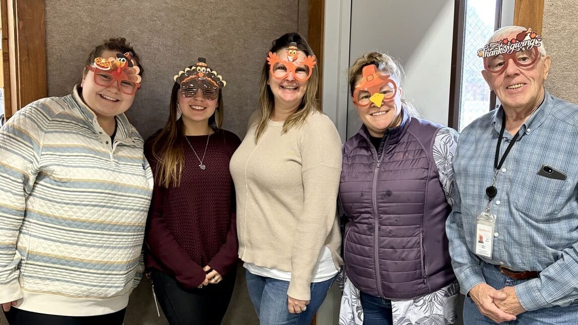 Festive and full of gratitude— Pictured are Easterseals VT St. Johnsbury staff preparing Thanksgiving meals for local at-risk families.